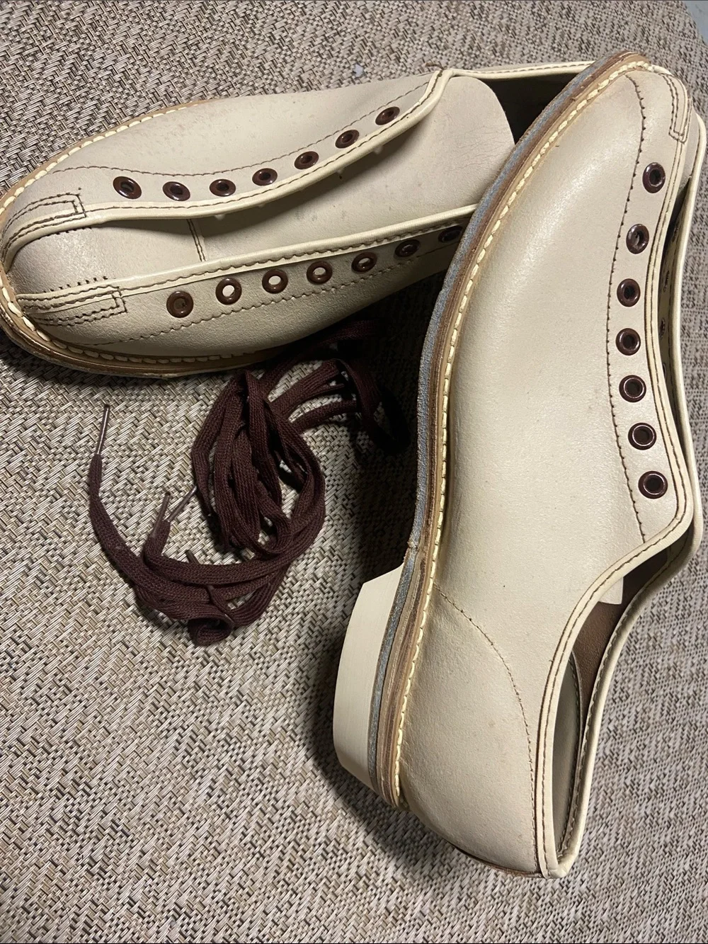 VINTAGE SAUCONY of Kutztown, PA BOWLING SHOES 8 Old Stock New Ivory 1950’s